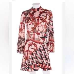 Zara Printed Mini Dress Size S | Chic Geometric Scarf Print Aesthetic